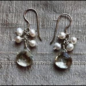 Amethyst and pearl earrings